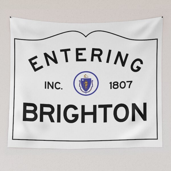 Item preview, Entering Brighton Massachusetts - Commonwealth of Massachusetts Road Sign designed and sold by NewNomads.