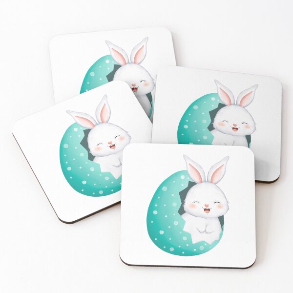 Item preview, White Rabbit Colorful Eggs - Adorable Spring Vibe designed and sold by FuzionRaptor.