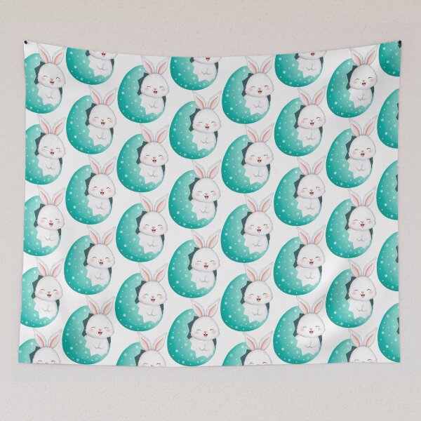Item preview, White Rabbit Colorful Eggs - Adorable Spring Vibe designed and sold by FuzionRaptor.