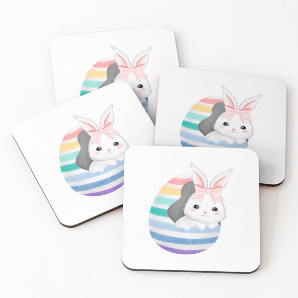 Item preview, White Rabbit and Colorful Easter Eggs - Adorable Spring Holiday Gift designed and sold by FuzionRaptor.