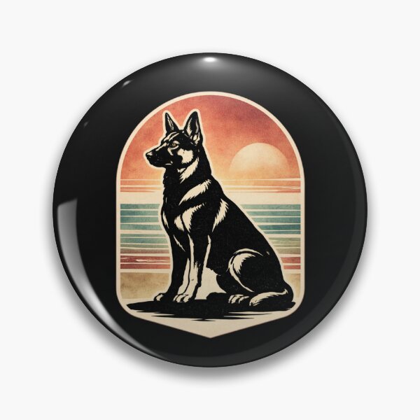 Item preview, German Shepherd Retro Sunset Linocut T-Shirt | Vintage Dog Ocean Design designed and sold by ZEBBEDE - Minimal Streetwear .
