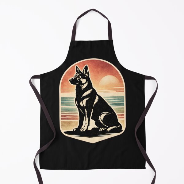 Item preview, German Shepherd Retro Sunset Linocut T-Shirt | Vintage Dog Ocean Design designed and sold by ZEBBEDE - Minimal Streetwear .
