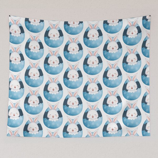 Item preview, White Rabbit Colorful Eggs - Adorable Spring Vibe designed and sold by FuzionRaptor.