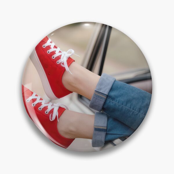 Item preview, Red Sneakers Sticking Out of a Retro Truck Window designed and sold by Maria Dryfhout.