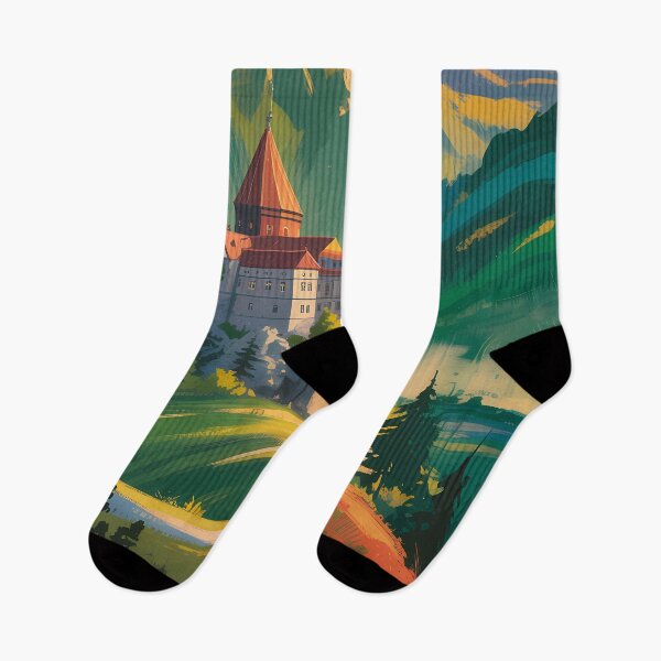 Item preview, Romania Castle Landscape Illustration Travel Art Vintage designed and sold by KrisSidDesigns.