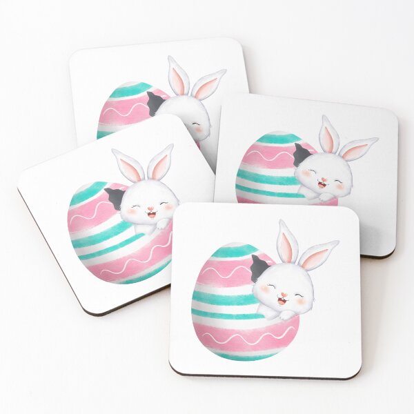 Item preview, White Rabbit and Colorful Easter Eggs - Adorable Spring Holiday Gift designed and sold by FuzionRaptor.