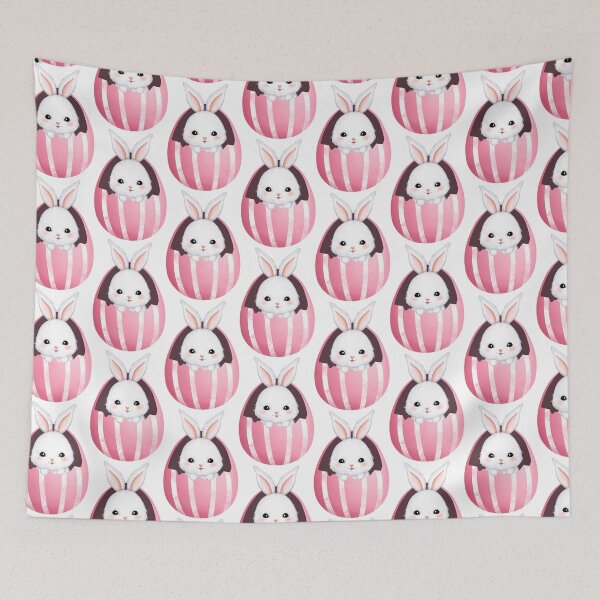 Item preview, White Rabbit Colorful Eggs - Adorable Spring Vibe designed and sold by FuzionRaptor.