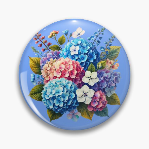 Item preview, Multicolored Hydrangea Hortensia Flowers on Blue Shapes Mania designed and sold by Shapes-Mania.