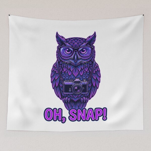 Item preview, Wise Owl Photographer Retro 80s Neon - Hipster Owl Vintage Camera - Oh Snap designed and sold by Hinata04.