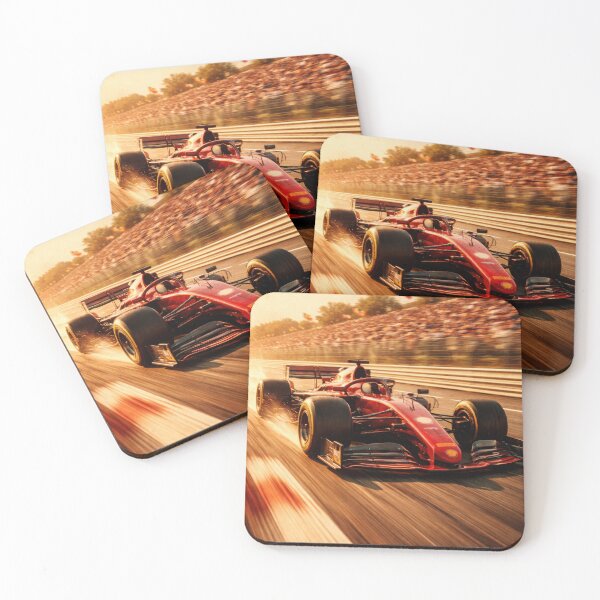 Item preview, F1 Red Racing Car Full Speed – Vintage Golden Hour Motorsport Art Print designed and sold by ticzla95.
