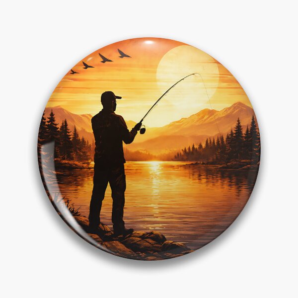 Item preview, Fishing Sunset Lake National Park Badge T-Shirt | Vintage Angler Outdoor Design designed and sold by Digital Culture Studio.
