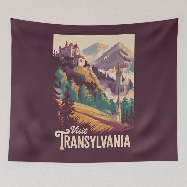 Item preview, Transylvania Landscape Illustration Travel Art Vintage designed and sold by KrisSidDesigns.