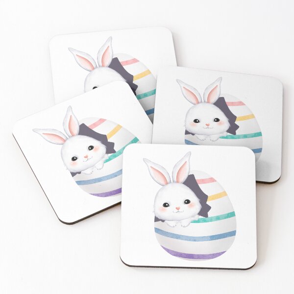 Item preview, White Rabbit Colorful Eggs - Adorable Spring Vibe designed and sold by FuzionRaptor.