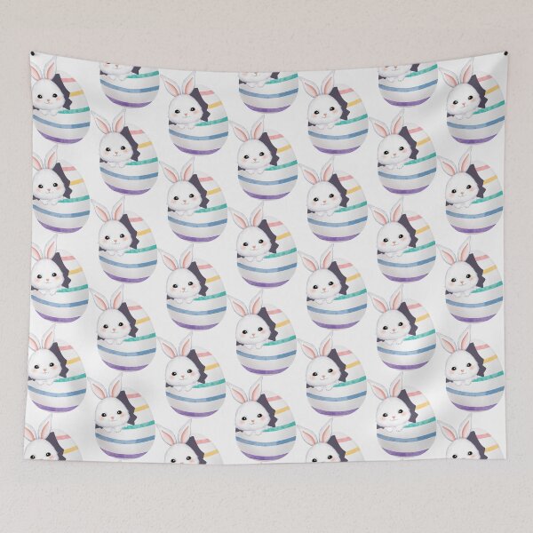 Item preview, White Rabbit Colorful Eggs - Adorable Spring Vibe designed and sold by FuzionRaptor.