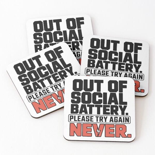 Item preview, Out of Social Battery Please Try Again Never Minimalist Introvert Tee designed and sold by LeftEarlyClub.