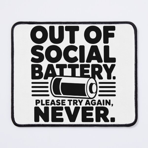 Item preview, Out of Social Battery Please Try Again Never Funny Introvert Shirt designed and sold by LeftEarlyClub.