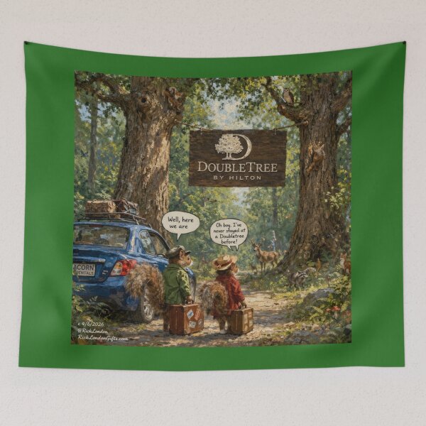 Item preview, Doubletree Road Trip Squirrels – Woodland Hotel Cartoon by Rick London designed and sold by Rick London Gifts.