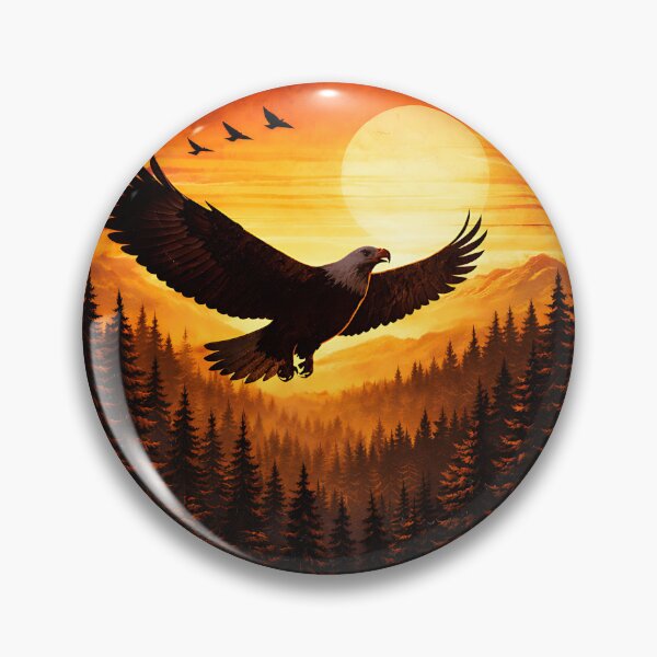 Artikelvorschau, T-Shirt mit Abzeichen des Weißkopfseeadler-Nationalparks im Sonnenuntergang | Vintage-Design für Wildtierschutz entworfen und verkauft von Digital Culture Studio.