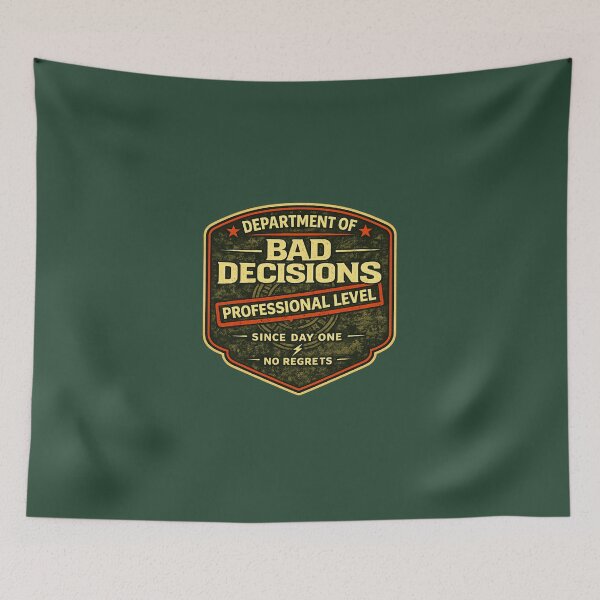 Item preview, Department of Bad Decisions Professional Level Funny Shirt No Regrets Vintage Badge Tee designed and sold by GhostDawgs.