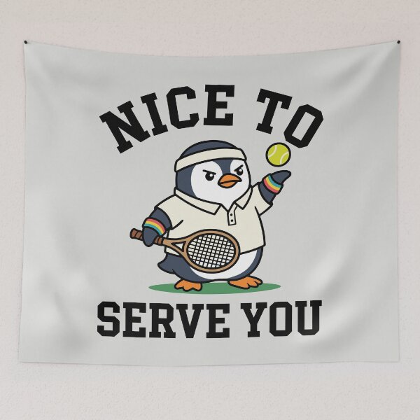 Item preview, Nice To Serve You - Funny Tennis Penguin Mascot designed and sold by DigitalGlade.