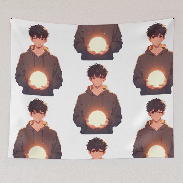 Item preview, Anime Boy Holding Glowing Light Aesthetic designed and sold by BetweenForms.