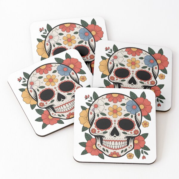 Item preview, Floral Sugar Skull – Day of the Dead Colorful Calavera Design designed and sold by ArcticFoxStudio.