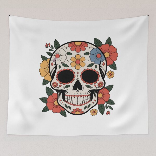 Item preview, Floral Sugar Skull – Day of the Dead Colorful Calavera Design designed and sold by ArcticFoxStudio.