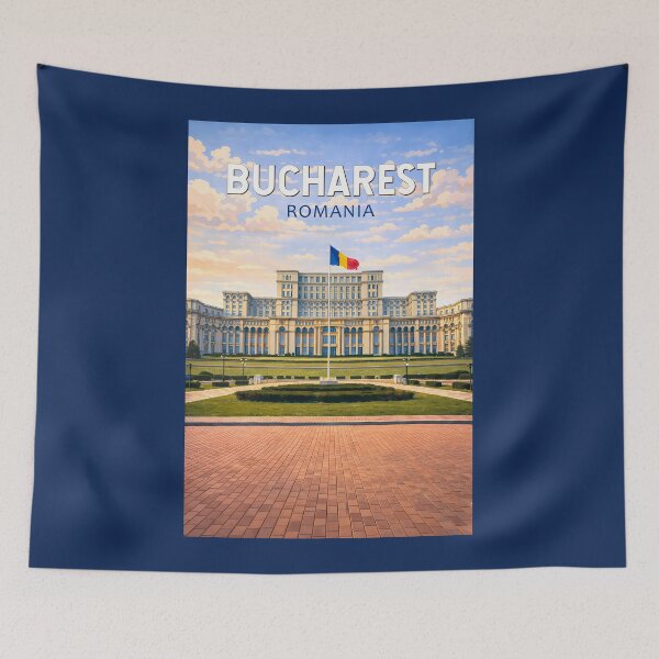 Item preview, Bucharest Romania Illustration Travel Art Vintage designed and sold by KrisSidDesigns.