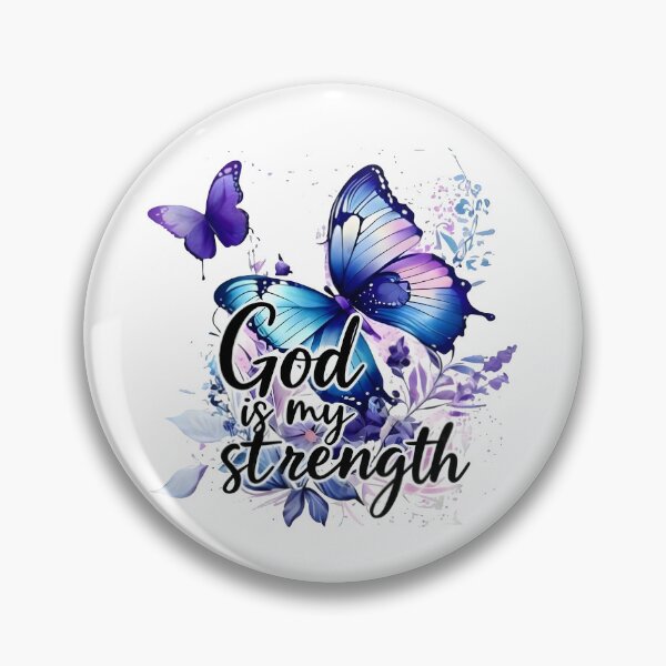 Item preview, God is My Strength - Blue Butterfly Watercolor Art designed and sold by Skully-Studio.