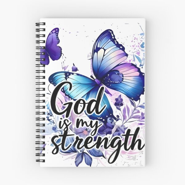 Item preview, God is My Strength - Blue Butterfly Watercolor Art designed and sold by Skully-Studio.