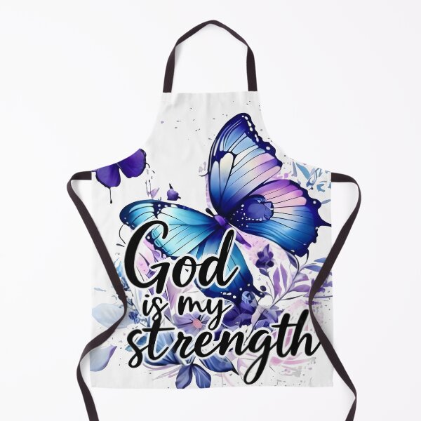Item preview, God is My Strength - Blue Butterfly Watercolor Art designed and sold by Skully-Studio.