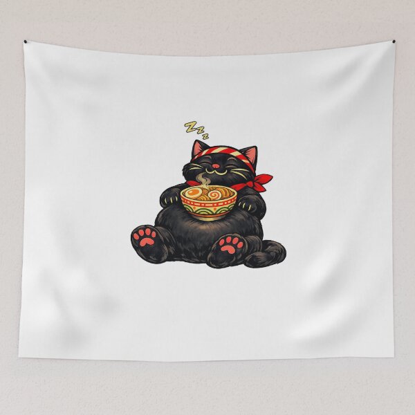 Item preview, Ramen Cat – Full Belly Nap designed and sold by LuveraxArt.