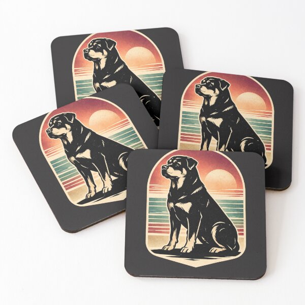 Item preview, Rottweiler Retro Sunset Linocut T-Shirt | Vintage Dog Ocean Design designed and sold by ZEBBEDE - Minimal Streetwear .