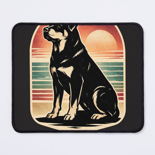 Item preview, Rottweiler Retro Sunset Linocut T-Shirt | Vintage Dog Ocean Design designed and sold by ZEBBEDE - Minimal Streetwear .