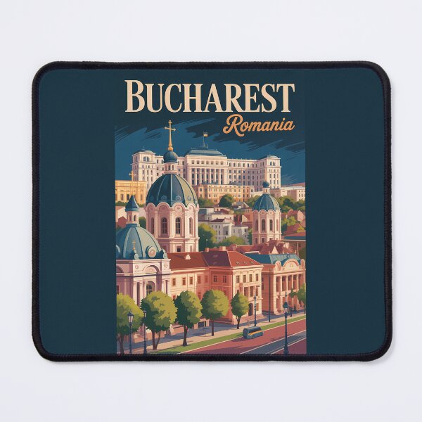 Item preview, Bucharest Skyline Illustration Travel Art Vintage designed and sold by KrisSidDesigns.