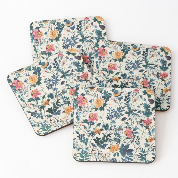 Item preview, Teal and Peach Aesthetic Wildflower Pattern designed and sold by Atlas Kai.