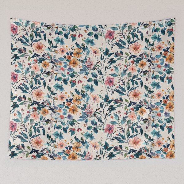 Aperçu de l'œuvre Motif floral printanier botanique aquarelle sans raccord créée et vendue par Atlas Kai.