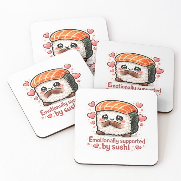 Item preview, Emotionally Supported by Sushi Cute Kawaii Cartoon designed and sold by MarinaBlackArt.