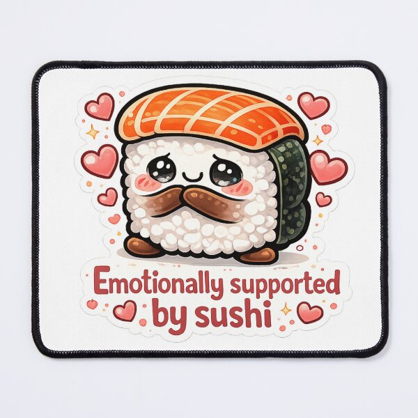 Item preview, Emotionally Supported by Sushi Cute Kawaii Cartoon designed and sold by MarinaBlackArt.