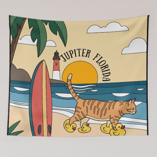 Item preview, Jupiter Florida Beach Cat Illustration designed and sold by Blupunk.