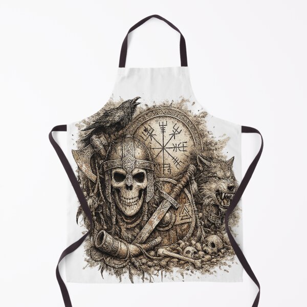 Item preview, Viking Skull with Raven & Wolf – Norse Ancient Symbols designed and sold by Alchemy Forge.