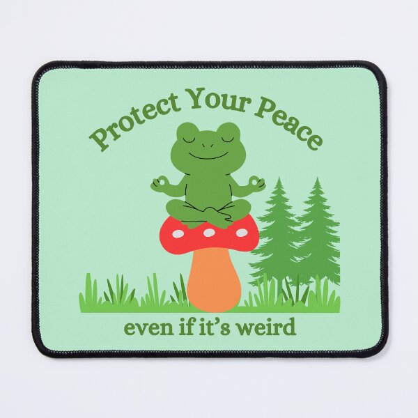 Item preview, Protect Your Peace Cute Meditating Frog Mushroom Design – Aesthetic for Stickers, T-Shirts, Mugs, Phone Cases, Tote Bags, Pouches, Spiral Notebooks, Hardcover Journals & Home Decor designed and sold by SyedaPrints.