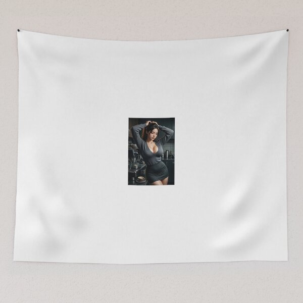 Item preview, Brunette in ribbed sweater in kitchen coffee haiku designed and sold by CathryneDelamort.
