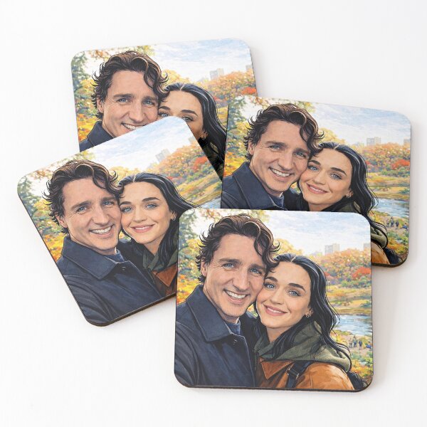 Item preview, Katy Perry and Justin Trudeau make their relationship official with an autumn selfie (fan art) designed and sold by PopCultureAndStuff.