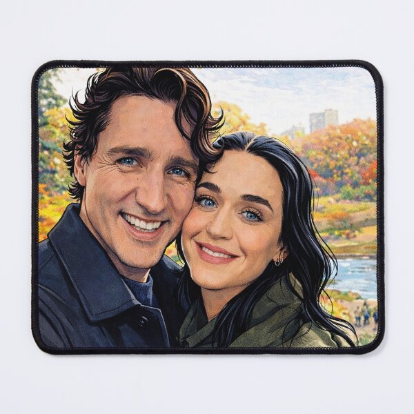 Item preview, Katy Perry and Justin Trudeau make their relationship official with an autumn selfie (fan art) designed and sold by PopCultureAndStuff.