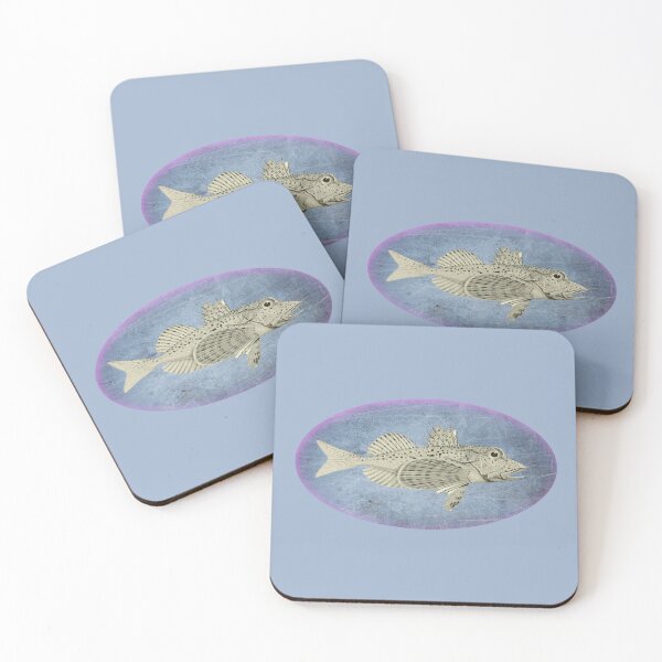 Item preview, Black Spotted Ocean Fish On Light Blue designed and sold by LabAlchemico.