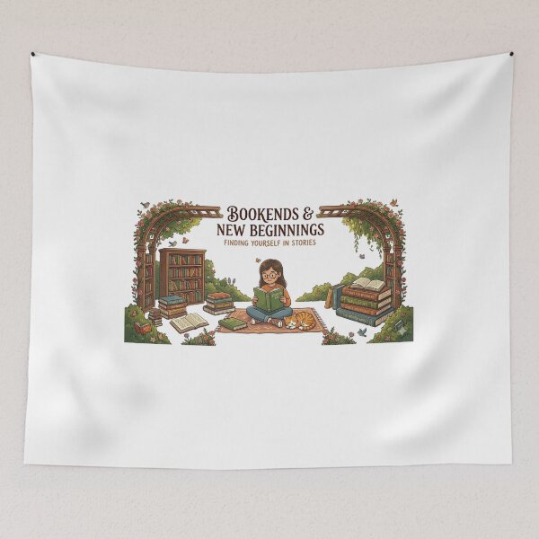 Item preview, Lost in the Garden of Books | Cozy Girl Reading Aesthetic designed and sold by Wear Sculpt.