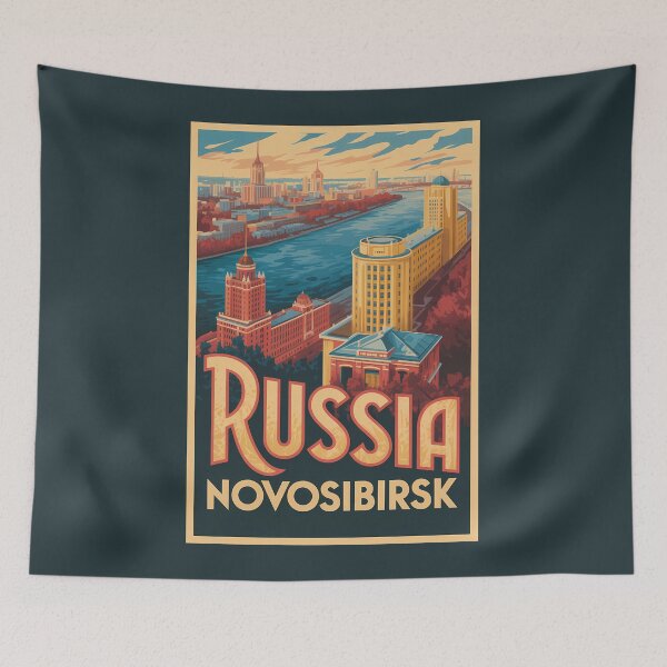 Item preview, Novosibirsk Russia Skyline Illustration Travel Art Vintage designed and sold by KrisSidDesigns.