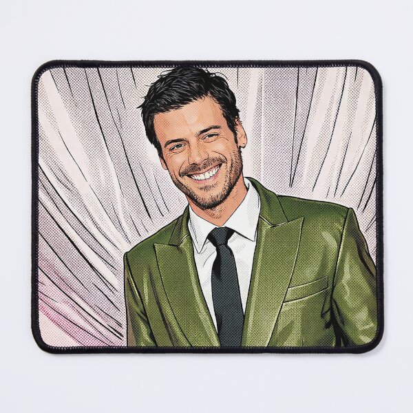 Item preview, François Arnaud from Heated Rivalry looks very chic in a green suit (fan art) designed and sold by PopCultureAndStuff.