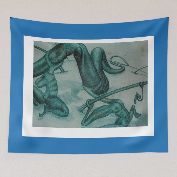 Item preview, The Kink in the Flow — Teal Figurative Drawing designed and sold by VisionBazaar.